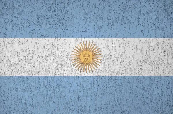 Argentinië Vlag Afgebeeld Heldere Verf Kleuren Oude Reliëf Gips Muur — Stockfoto