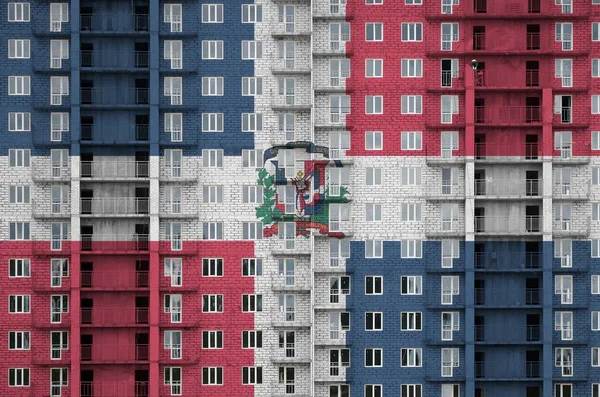 Bandera República Dominicana Representada Colores Pintura Edificio Residencial Varios Pisos — Foto de Stock