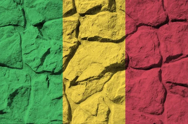 Mali Fahne Farbe Auf Alten Steinmauern Aus Nächster Nähe Dargestellt — Stockfoto