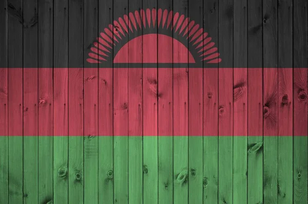 Bandera Malawi Representada Colores Pintura Brillantes Antigua Pared Madera Cerca — Foto de Stock