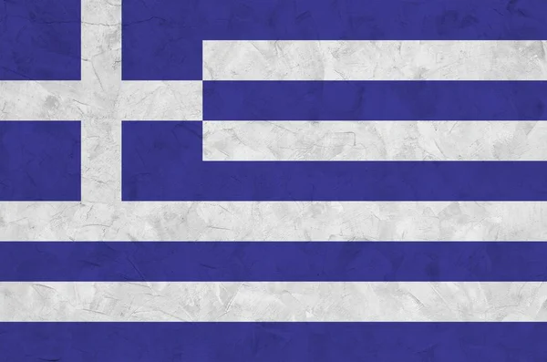 Drapeau Grèce Représenté Dans Des Couleurs Vives Peinture Sur Vieux — Photo