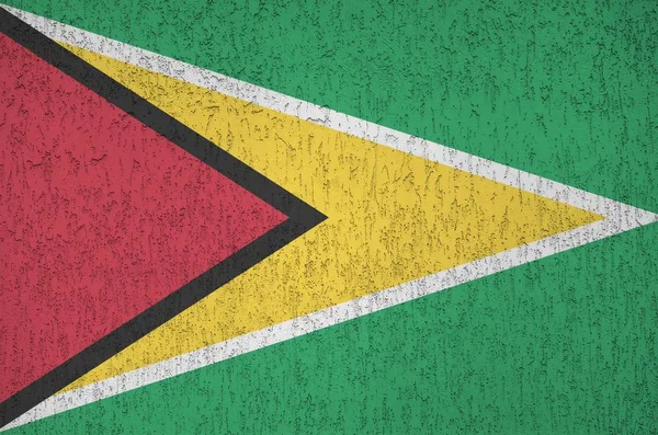 Bandera Guyana Representada Colores Pintura Brillantes Antigua Pared Yeso Relieve — Foto de Stock