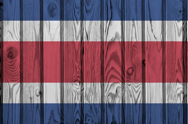 Прапор Коста Рики Зображений Яскравими Кольорами Фарби Старій Дерев Яній — стокове фото