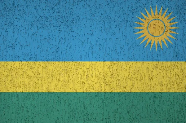 Rwanda Flag Depicted Bright Paint Colors Old Relief Plastering Wall — Stock Photo, Image