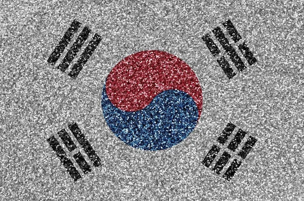 South Korea Flag Depicted Many Small Shiny Sequins Colorful Festival — Stock Photo, Image