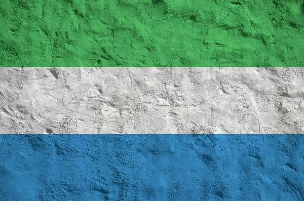 Bandiera Sierra Leone Raffigurata Colori Vivaci Sulla Vecchia Parete Intonaco — Foto Stock