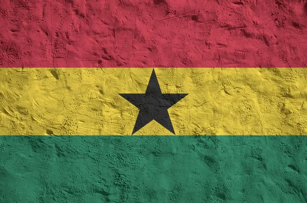 Drapeau Ghana Représenté Dans Des Couleurs Vives Peinture Sur Vieux — Photo