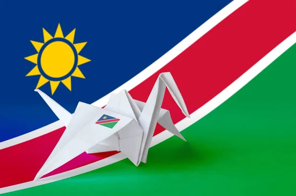 Namibia Flag Depicted Paper Origami Crane Wing Oriental Handmade Arts — Stock Photo, Image