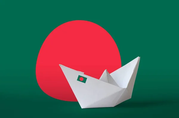 Bangladéšská Vlajka Vyobrazená Papírové Origami Lodi Orientální Ruční Umělecký Koncept — Stock fotografie