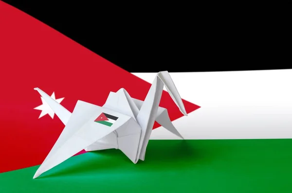 Bandera Jordania Representada Papel Ala Grúa Origami Concepto Arte Artesanal — Foto de Stock