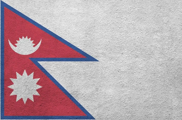 Nepal Bayrağı Eski Kabartma Duvarda Parlak Boya Renkleriyle Resmedilmiş Kabataslak — Stok fotoğraf