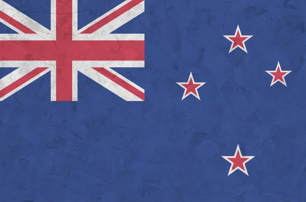 Yeni Zelanda Bayrağı Eski Kabartma Duvarda Parlak Boya Renkleriyle Resmedilmiş — Stok fotoğraf