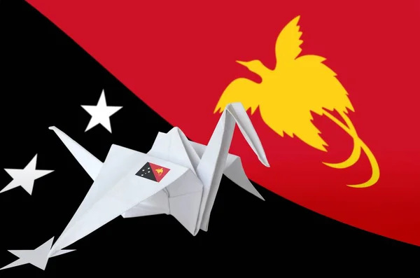 Bandiera Papua Nuova Guinea Raffigurata Sull Ala Della Gru Origami — Foto Stock