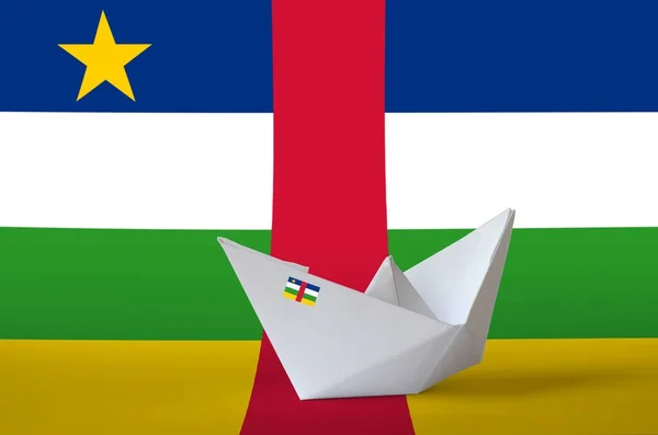 Прапор Центральноафриканської Республіки Зображений Кораблі Орігамі Східне Мистецтво Ручної Роботи — стокове фото