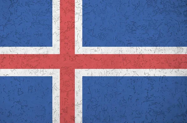 Bandera Islandia Representada Colores Pintura Brillantes Antigua Pared Yeso Relieve — Foto de Stock