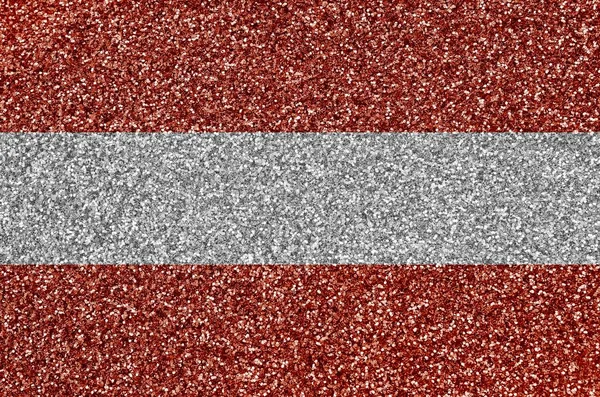 Austria flag depicted on many small shiny sequins. Colorful festival background for disco party