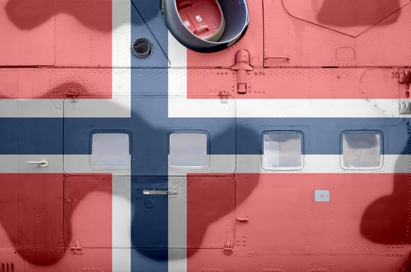 Прапор Норвегії Зображений Стороні Військових Броньованих Вертольотів Військові Сили Концептуального — стокове фото