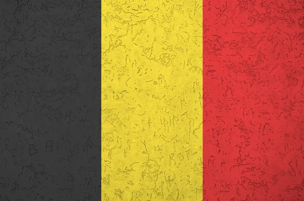 Belgium Zászló Ábrázolt Élénk Festék Színek Régi Megkönnyebbülés Vakolás Fal — Stock Fotó