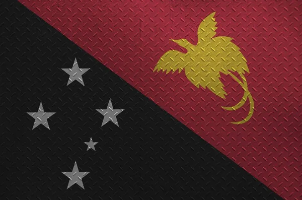Bandera Papúa Nueva Guinea Representada Colores Pintura Una Vieja Placa — Foto de Stock