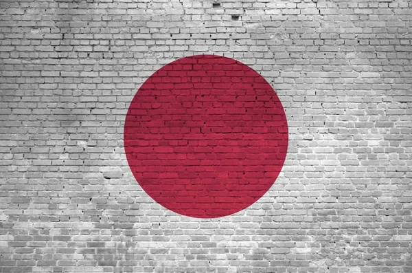 Japan Flag Depicted Paint Colors Old Brick Wall Close Textured — Stock Photo, Image