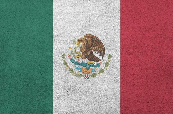 Mexico Vlag Afgebeeld Felle Verf Kleuren Oude Reliëf Gips Muur — Stockfoto