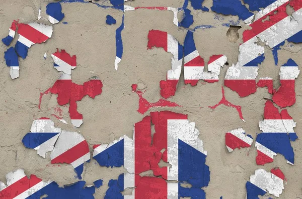 Большой Британский Флаг Изображенный Красках Старой Устаревшей Грязной Бетонной Стене — стоковое фото