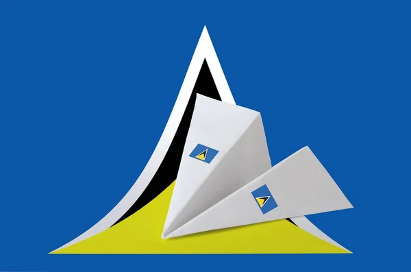 Szent Lucia Zászló Ábrázolt Papír Origami Repülőgép Keleti Kézműves Művészeti — Stock Fotó