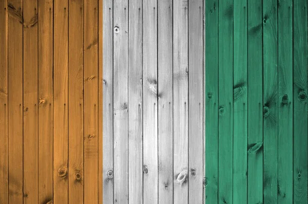 Elfenbenskustens Flagga Avbildad Klara Färger Gamla Träväggar Nära Håll Texturerad — Stockfoto