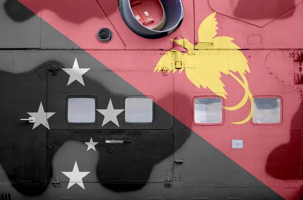 Bandera Papúa Nueva Guinea Representada Parte Lateral Del Helicóptero Blindado — Foto de Stock