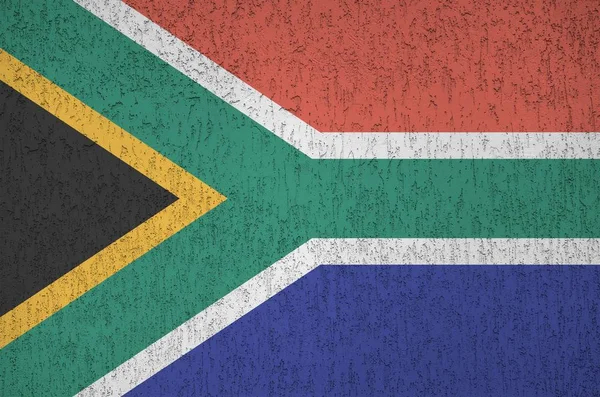 Zuid Afrika Vlag Afgebeeld Felle Verf Kleuren Oude Reliëf Gips — Stockfoto