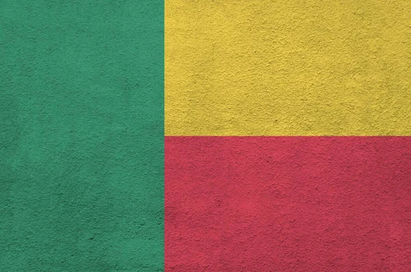 Bandera Benin Representada Colores Pintura Brillantes Antigua Pared Yeso Relieve — Foto de Stock