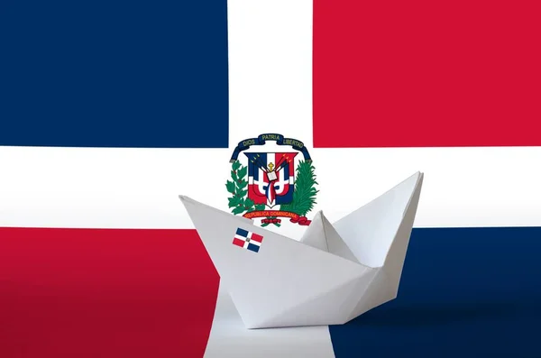 Bandera República Dominicana Representada Papel Origami Buque Primer Plano Concepto — Foto de Stock