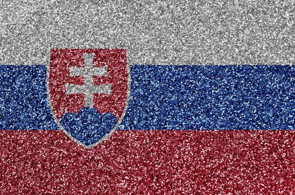 Прапор Словаччини Зображений Багатьох Маленьких Блискучих Секвенірах Кольорове Свято Диско — стокове фото