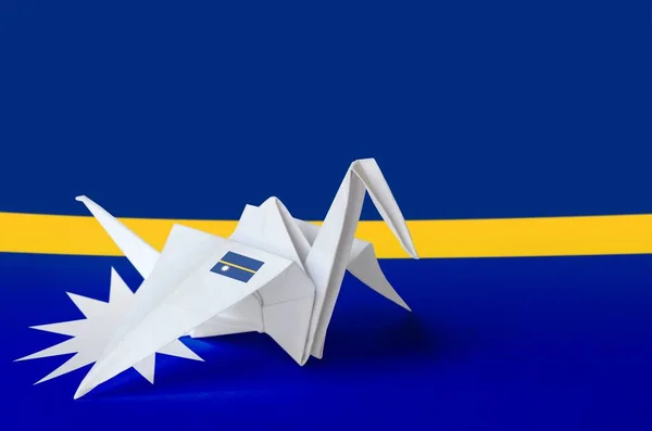 Bandeira Nauru Retratada Asa Guindaste Origami Papel Oriental Artesanal Artes — Fotografia de Stock