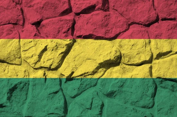 Bolivien Flagge Lackfarben Alter Steinmauer Aus Nächster Nähe Texturiertes Banner — Stockfoto