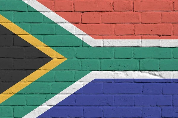 Bandera Sudáfrica Representada Colores Pintura Pared Ladrillo Viejo Cerca Banner — Foto de Stock
