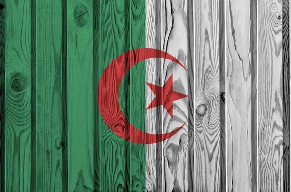 Σημαία Αλγερίας Απεικονίζεται Φωτεινά Χρώματα Χρώμα Παλιό Ξύλινο Τοίχο Από — Φωτογραφία Αρχείου