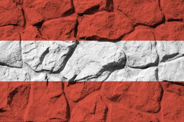 Bandera Austria Representada Colores Pintura Antigua Pared Piedra Cerca Banner —  Fotos de Stock