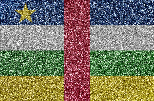 Central African Republic flag depicted on many small shiny sequins. Colorful festival background for disco party