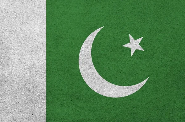Pákistánská Vlajka Vyobrazená Jasných Barvách Staré Plastové Stěně Zblízka Texturovaný — Stock fotografie