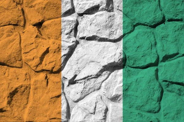 Ivory Coast Flag Depicted Paint Colors Old Stone Wall Close — Stock Photo, Image