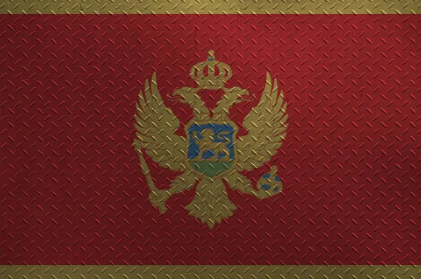 Bandera Montenegro Representada Colores Pintura Vieja Placa Metal Cepillado Pared — Foto de Stock
