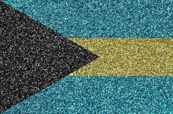 Bahamas flag depicted on many small shiny sequins. Colorful festival background for disco party