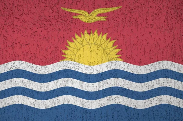 Drapeau Kiribati Représenté Dans Des Couleurs Vives Peinture Sur Vieux — Photo