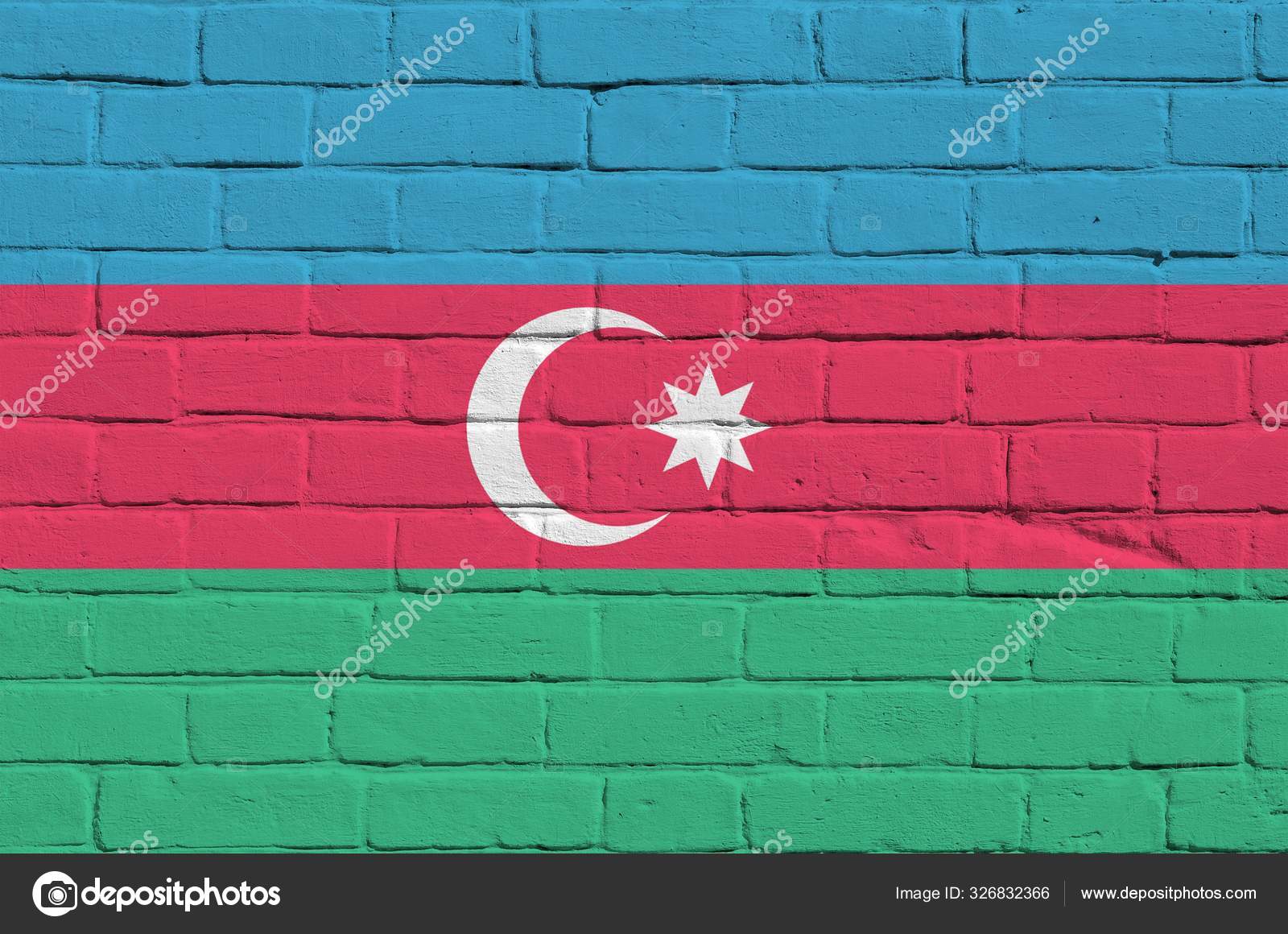 Bandeira Azerbaijão Retratada Cores Pintura Parede Tijolos ...