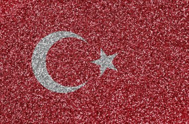 Pek çok küçük parlak pullarda hindi bayrağı tasvir edildi. Disko partisi için renkli festival arkaplanı