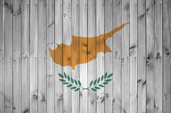 Cypern Flagga Avbildas Ljusa Färg Färger Gamla Trävägg Närbild Texturerad — Stockfoto