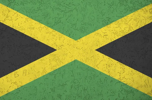 Bandera Jamaica Representada Colores Pintura Brillantes Antigua Pared Yeso Relieve — Foto de Stock