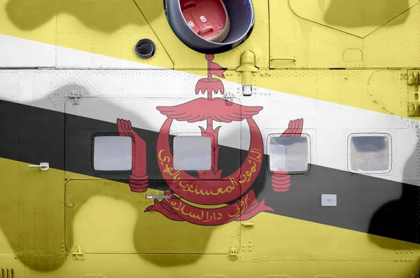Bandera Brunei Darussalam Representada Parte Lateral Del Helicóptero Blindado Militar — Foto de Stock