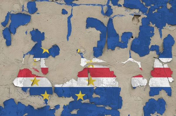 Bandeira Cabo Verde Retratada Cores Tinta Antiga Parede Concreto Confuso — Fotografia de Stock